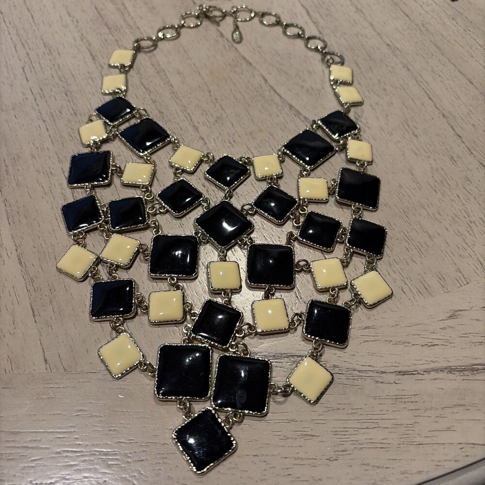 Amrita Singh Statement Necklace Black And Ivory Adjustable